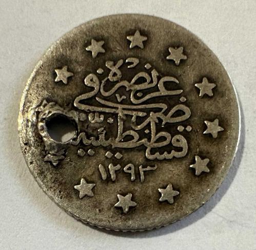 Osmanlı II. Abdülhamid 1 Kuruş Gümüş Sikke H.1293 Konstantiniyye