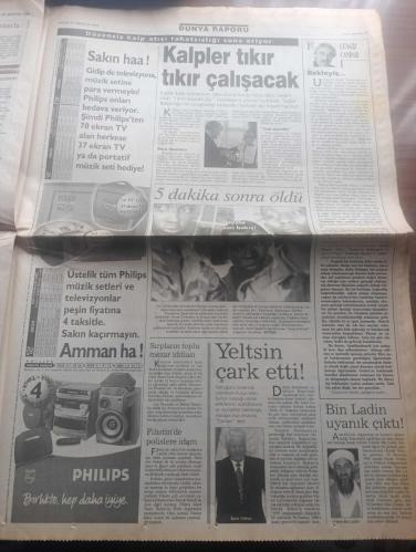 Sabah Gazetesi - Turkish Newspaper - 30 Ağustos 1998 - Zafer günü - 30 Ağustos Zafer bayramı'nı coşku ve gururla kutluyoruz - Atatürk'ün fotoğrafları - Mustafa Kemal'in komutasındaki Türk ordusu 76 yıl önce bugün büyük zaferi kazanmıştı - Süleyman Demirel Bu millet bağımsızlığı özgürlüğü ve vatan bütünlüğü  sözkonusu olduğunda mucizeler yaratır destanlar yazar - Orgeneral Hüseyin Kıvrıkoğlu  Devleti parçalamaya laik ve demokratik yapısını değiştirmeye çalışan her türlü teşebbüs mutlaka hüsrana uğrayacaktır - Fenerbahçe'de Zafer Bayramı - 30 Ağustos Zafer Bayramı kutlamaları nedeniyle Bugün İstanbul Vatan caddesi ile Mahmutbey köprüsü arasında güzergah 7 saat süre ile trafiğe kapatılacak - Başbakan Mesut Yılmaz 30 Ağustos  zaferinin Atatürk'ün kumandanlığında Türk ordusunun yüksek kudret ve kahramanlığını tarihi bir kez daha geçiren muazzam bir eser olduğu söyledi - KKTC Cumhurbaşkanı Rauf Denktaş Zafer Bayramı dolayısıyla Süleyman Demirel'e kutlama mesajı gönderdi - 30 Ağustos 1922