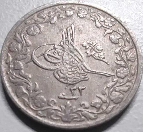 Mısır 1876 (H.1293) 2/10 Kuruş Sultan II. Abdülhamid 33. Cülüs Madeni Para