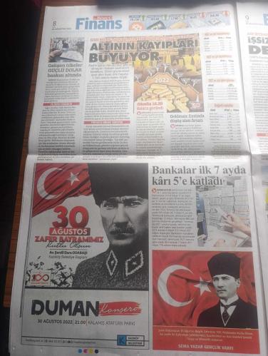 Sözcü Gazetesi - Turkish Newspaper - 30 Ağustos 2022 - laiklik adam olmaktır - 30 Ağustos Zafer'inin 100. Yılı kutlu olsun - ulu önder Atatürk sadece savaşlarda değil çağdaş ve laik bir ülke kurarak ve büyük bir zafere imza atmıştır - Atatürk mecliste Fotoğrafı - Atatürk'ün silah arkadaşı Kılıç Ali tarihi  bir anısını şöyle anlatmıştı - liderlerden 30 Ağustos zafer bayramı mesajları - Recep Tayyip Erdoğan 30 Ağustos Türk milletinin neleri başarabileceğinin en açık ispatı olmuştur - Kemal Kılıçdaroğlu 30 Ağustos Atatürk'ün Millet egemenliğine bağlılığının nişanesidir - Devlet Bahçeli 30 Ağustos 1922'de Türkiye Cumhuriyeti'nin sönmeyecek meşalesi yakıldı - Atatürk kazandı bunu bil kahraman yazan Aytunç Erkin - 30 Ağustos dersi yazan Soner Yalçın - kara yürekliler ve 30 Ağustos yazan Rahmi Turan - Zafer Bayramı yazan Yılmaz Özdil - 26. Genelkurmay Başkanı İlker Başbuğ'dan tarihi gerçekler Uğur Dündar yazdı - ordular ilk hedefiniz akdeniz'dir ileri emri Fotoğrafı - 30 Ağustos 1922