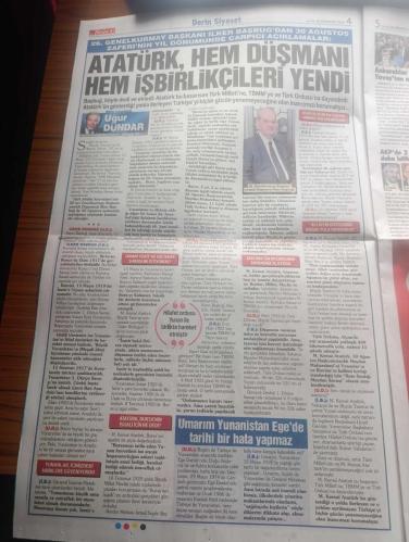 Sözcü Gazetesi - Turkish Newspaper - 30 Ağustos 2019 - Atatürk nutuk'ta böyle demişti 30 Ağustos zaferi muazzam bir eserdir - Genelkurmay eski başkanı İlker Başbuğ'dan 30 Ağustos mesajı  Uğur Dündar'ın röportajı - yeni 30 Ağustos yazan Necati Doğru - kaybetseydik yazan Yılmaz Özdil - Trikupis yazan Emin Çölaşan - Ekrem İmamoğlu 30 Ağustos zafer Bayramı kutlu olsun - Atatürk hem düşmanı hem işbirlikçileri yendi - Atatürk Bursa'nın işgali için ne dedi - işte milli mücadelenin kadın kahramanları fotoğraflar - Fahrettin Paşa'nın destansı süvarileri - saat 5.30 taarruz topçu ateşi ile başladı fotoğraflar - Kara Fatma ( Seher Erden ) Şerife Bacı Çete Emir Ayşe Fotoğrafı - Nazım Hikmet Kuvayi milliye destanı 8. bap - Atatürk dumlupınar'da iki yıl sonra o tarihi anı böyle anlattı - Mustafa Kemal Paşa Uşak'ta fotoğraf - 30 Ağustos Zafer Bayramı Hayko Cepkin konseri Aydın Büyükşehir belediyesi - Yapı Kredi Bankası 30 Ağustos Zafer Bayramı kutlu olsun - Dilek İmamoğlu röportajı - 30 Ağustos 1922
