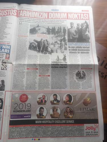 Sözcü Gazetesi - Turkish Newspaper - 30 Ağustos 2019 - Atatürk nutuk'ta böyle demişti 30 Ağustos zaferi muazzam bir eserdir - Genelkurmay eski başkanı İlker Başbuğ'dan 30 Ağustos mesajı  Uğur Dündar'ın röportajı - yeni 30 Ağustos yazan Necati Doğru - kaybetseydik yazan Yılmaz Özdil - Trikupis yazan Emin Çölaşan - Ekrem İmamoğlu 30 Ağustos zafer Bayramı kutlu olsun - Atatürk hem düşmanı hem işbirlikçileri yendi - Atatürk Bursa'nın işgali için ne dedi - işte milli mücadelenin kadın kahramanları fotoğraflar - Fahrettin Paşa'nın destansı süvarileri - saat 5.30 taarruz topçu ateşi ile başladı fotoğraflar - Kara Fatma ( Seher Erden ) Şerife Bacı Çete Emir Ayşe Fotoğrafı - Nazım Hikmet Kuvayi milliye destanı 8. bap - Atatürk dumlupınar'da iki yıl sonra o tarihi anı böyle anlattı - Mustafa Kemal Paşa Uşak'ta fotoğraf - 30 Ağustos Zafer Bayramı Hayko Cepkin konseri Aydın Büyükşehir belediyesi - Yapı Kredi Bankası 30 Ağustos Zafer Bayramı kutlu olsun - Dilek İmamoğlu röportajı - 30 Ağustos 1922