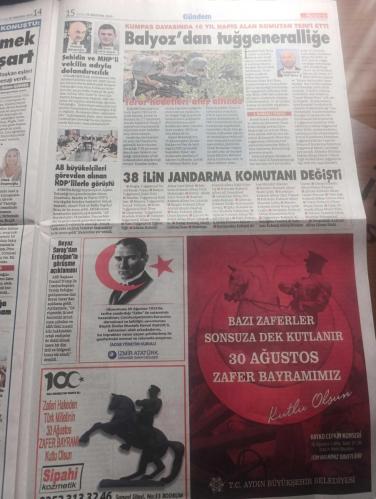 Sözcü Gazetesi - Turkish Newspaper - 30 Ağustos 2019 - Atatürk nutuk'ta böyle demişti 30 Ağustos zaferi muazzam bir eserdir - Genelkurmay eski başkanı İlker Başbuğ'dan 30 Ağustos mesajı  Uğur Dündar'ın röportajı - yeni 30 Ağustos yazan Necati Doğru - kaybetseydik yazan Yılmaz Özdil - Trikupis yazan Emin Çölaşan - Ekrem İmamoğlu 30 Ağustos zafer Bayramı kutlu olsun - Atatürk hem düşmanı hem işbirlikçileri yendi - Atatürk Bursa'nın işgali için ne dedi - işte milli mücadelenin kadın kahramanları fotoğraflar - Fahrettin Paşa'nın destansı süvarileri - saat 5.30 taarruz topçu ateşi ile başladı fotoğraflar - Kara Fatma ( Seher Erden ) Şerife Bacı Çete Emir Ayşe Fotoğrafı - Nazım Hikmet Kuvayi milliye destanı 8. bap - Atatürk dumlupınar'da iki yıl sonra o tarihi anı böyle anlattı - Mustafa Kemal Paşa Uşak'ta fotoğraf - 30 Ağustos Zafer Bayramı Hayko Cepkin konseri Aydın Büyükşehir belediyesi - Yapı Kredi Bankası 30 Ağustos Zafer Bayramı kutlu olsun - Dilek İmamoğlu röportajı - 30 Ağustos 1922