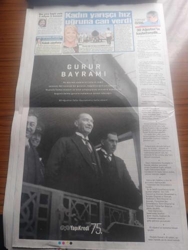 Sözcü Gazetesi - Turkish Newspaper - 30 Ağustos 2019 - Atatürk nutuk'ta böyle demişti 30 Ağustos zaferi muazzam bir eserdir - Genelkurmay eski başkanı İlker Başbuğ'dan 30 Ağustos mesajı  Uğur Dündar'ın röportajı - yeni 30 Ağustos yazan Necati Doğru - kaybetseydik yazan Yılmaz Özdil - Trikupis yazan Emin Çölaşan - Ekrem İmamoğlu 30 Ağustos zafer Bayramı kutlu olsun - Atatürk hem düşmanı hem işbirlikçileri yendi - Atatürk Bursa'nın işgali için ne dedi - işte milli mücadelenin kadın kahramanları fotoğraflar - Fahrettin Paşa'nın destansı süvarileri - saat 5.30 taarruz topçu ateşi ile başladı fotoğraflar - Kara Fatma ( Seher Erden ) Şerife Bacı Çete Emir Ayşe Fotoğrafı - Nazım Hikmet Kuvayi milliye destanı 8. bap - Atatürk dumlupınar'da iki yıl sonra o tarihi anı böyle anlattı - Mustafa Kemal Paşa Uşak'ta fotoğraf - 30 Ağustos Zafer Bayramı Hayko Cepkin konseri Aydın Büyükşehir belediyesi - Yapı Kredi Bankası 30 Ağustos Zafer Bayramı kutlu olsun - Dilek İmamoğlu röportajı - 30 Ağustos 1922