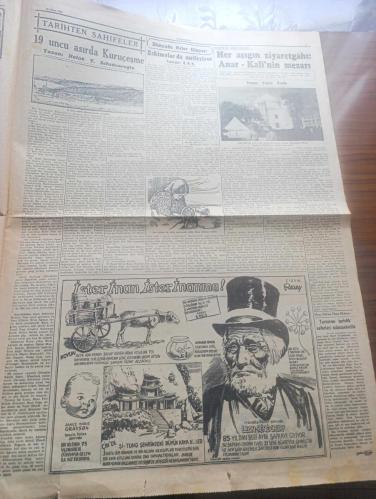 Cumhuriyet Gazetesi - Turkish Newspaper - 23 Nisan 1950 - Kutlu olsun yazan Nadir Nadi Başmakale - Atatürk ve çocuklar resim - Bugün 23 Nisan bayramını 30 uncu defa kutluyoruz - 1920 senesi nisanının 23 üncü günü Ankara'da Büyük Millet Meclisi açılmış ve bu suretle Türkiye Cumhuriyeti'nin temeli atılmıştır - her kazada 23 Nisan sebebiyle saat 10.30'da başlayacak törenlere kaymakamlar başkanlık edeceklerdir - çocuk bayramı  dolayısıyla yarın okullar kapalı olacaktır - Şişli çocuk Hastanesi'nde bir pavyon açılacaktır - Halide Edip Adıvar'ın ölmez eserinden filme çekilen ateşten gömlek Lale sinemasında - Müzeyyen Senar Işıl ve Ahmed Üstün turkuaz saz salonunda - Üç Silahşörler yazan Alexandre Dumas - 19 uncu asırda Kuruçeşme yazan Haluk Y. Şehsuvaroğlu - Hamiyet Yüceses Taksim kristal salonunda - İstanbul Ankara radyo programı - Tarabya Konak oteli açılmıştır - Fenerbahçe Galatasaray maçı - Vefa Beşiktaş takımları bugün karşılaşıyorlar - Fenerbahçe kalecisi Cihat Arman - 23 Nisan 1920