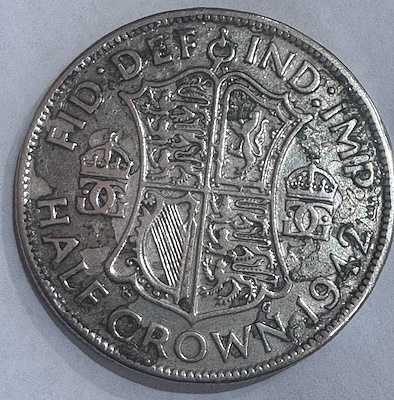 BİRLEŞİK KRALILIK - 1/2 KRON GÜMÜŞ - 14.14 GR - 1942