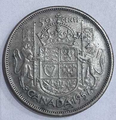 1957 yılına ait Kanada 50 Sent - GÜMÜŞ - 11,66 GR