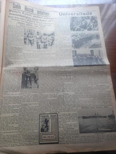 Cumhuriyet Gazetesi - Turkish Newspaper - 11 İkinciteşrin (Kasım ) 1939 - milli matem günü yazan Yunus Nadi Başmakale - Atatürk'ün ölüm yıldönümü - abide önünde ağlayan bir ana Fotoğrafı - Taksim'de Cumhuriyet abidesi önünde toplanan binlerce genç İstiklal marşı'nı söylüyor fotoğraf - matem ızdırapları ile ağlaşan kızlarımız Fotoğrafı - halkevlerinde yapılan toplantıda ölmez Kahraman Atatürk'ün eserlere sadık kalacaklarını bir kere daha tekrarlayarak ant içtiler Fotoğrafı - yüksek tahsil gençleri  dün üniversitede yapılan ihtifalde rektörün hitabesini dinliyorlar - üniversitede büyük ölünün büstü önünde Nutuk söyleniyor Fotoğrafı - Milli şefimiz İsmet İnönü dün Atatürk'ün kabrini ziyaret ederek çelenk koydu - hitlere karşı yapılan suikast - Salih Bozok anlatıyor konuşan Salahattin Güngör - haydarpaşa'da umumi harp esnasında General Von Falkenhayn sağda Yedinci Ordu kumandanı Mustafa Kemal Paşa Fotoğrafı - harp akademisi'nde de dün Atatürk için yapılan toplantı - 10 Kasım 1938