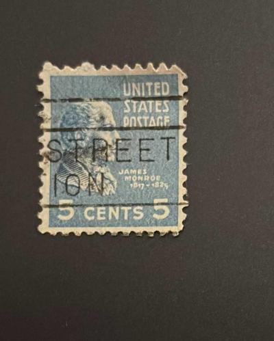 Amerika Birleşik Devletleri Pulu - Unıted States Stamp - Postadan Geçmiş Pul Filateli - DAMGALI - JAMES MONROE TEMALI PUL , 5 PARA  - YABANCI PULLAR, NOSTALJİK DOĞUM GÜNÜ HEDİYESİ