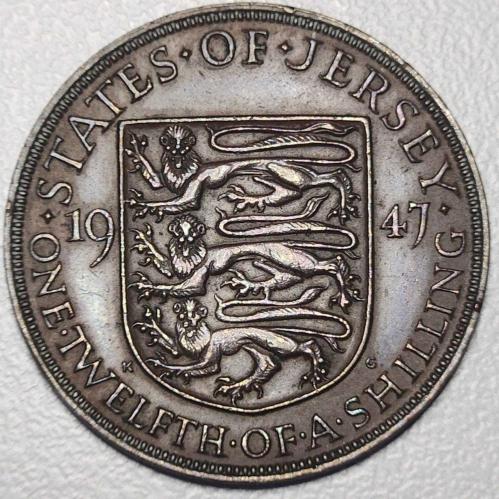 1947 - JERSEY - 1/12 Shilling   ( ÇİL ALTI )