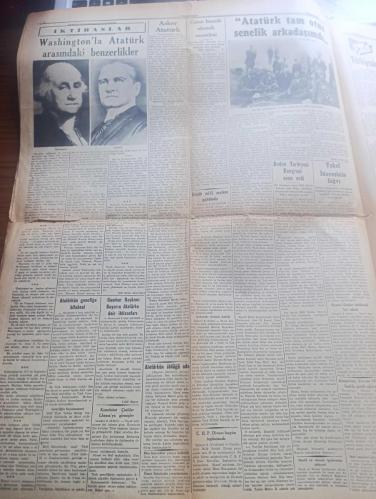 Cumhuriyet Gazetesi - 10 Kasım 1950 - Asıl Güven Yazan Nadir Nadi Başmakale - Büyük Milli Matem Günümüz - Atatürk'ün Fotoğrafı - Atatürk'ü 12 Yıl Önce bu sabah dokuzu beş geçe kaybetmiştik - Eski Kocaeli Milletvekili Süreyya Yiğit Atatürk Tam Otuz Senelik Arkadaşımdı Atatürk'e ait hatıraları - Atatürk'ün hiç görmediğimiz bir fotoğrafı Trablusgarp'ta - Cumhurbaşkanı Celal Bayar'ın Atatürk'e Dair İhtisasları - Yabancı Radyolar Ve Atatürk - Ali Ulvi Atatürk Çizim  - Atatürk'e Dair Hatıralar Doktor Nihad Reşad ve Abrevaya Hatıralarını Anlatıyor - Kore'de Savaş Birliğimiz Cepheye Gidiyor - Amerikan Askerî Yardımı Programı Gözden Geçirilecek - Truman'ın Cumhurbaşkanımız Celal Bayar'a Telgrafı - Ya Sabûr Yazan Burhan Felek Köşe Yazısı - Atatürk Ve Spor - Atatürk'ün Ölüm Yıldönümünde İnkılap Müzesini Ziyaret Fotoğraf - Atatürk'ün Öldüğü Oda Yazan Haluk Yusuf Şehsuvaroğlu Yazı Dizisi - Atatürk İçin Şiirler Yazan Baki Süha Ediboğlu - Washington'la Atatürk Arasında Benzerlikler - 10 Kasım 1938