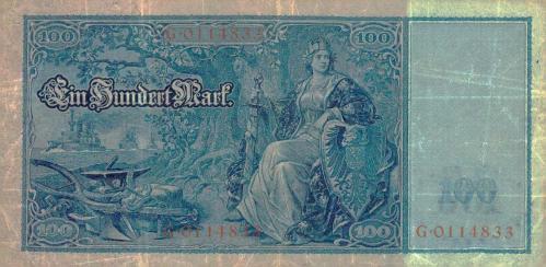 Almanya 1910 100 Mark Kırmızı Mühürlü ÇT,  World Paper Money P-42a.2 Rosenberg R-43b
