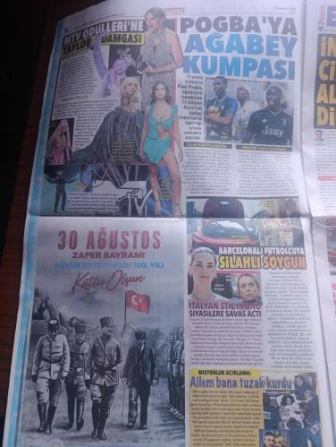 Posta Gazetesi - Turkish Newspaper - 30 Ağustos 2022 - 30 Ağustos 1922'de ulu önder Mustafa Kemal Atatürk'ün yaptığı bağımsızlık ateşi aynı heyecan ve aynı ruhla yanmaya devam ediyor - yüzyıllık destan 30 Ağustos Zafer Bayramı kutlu olsun - Nazım Hikmet Kuvayi milliye destanı'nda 26 Ağustos'ta başlayıp 30 Ağustos'ta sona eren büyük taarruzu bu dizelerle anlatmıştı şiir - Vakıfbank finans grubu 30 Ağustos Zafer Bayramı kutlaması - 100 yıldır her yıl yazan Rauf Tamer - ETStur 30 Ağustos Zafer Bayramı kutlu olsun - Koza Altın işletmeleri 30 Ağustos Zafer bayramı'nız kutlu olsun - Milli Piyango 30 Ağustos Zafer Bayramı kutlu olsun - Cumhurbaşkanı Recep Tayyip Erdoğan Türk'e kefen biçilemeyeceğini dünyaya ilan ettik - 100. Yıla özel 100 metrekarelik Türk bayrağı Fotoğrafı - 100. yıl zafer dalışı - Devlet Bahçeli Yunanistan'ın ödeyeceği bedel 30 ağustos'tan ağır olur - bugün 30 Ağustos yazan Murat Çelik - televizyonda 30 Ağustos Zafer Bayramı programı - 30 Ağustos 1922