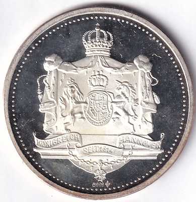 ALMANYA GEORGE V. VON HANNOVER GÜMÜŞ MADALYON - 20 GR 999 AYAR GÜMÜŞ/SERTİFİKALI/ŞEFFAF KAPSÜLDE