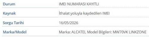 Alcatel MW70VK 4.5G VINN Wifi Modem (IMEI açık, 5Ghz , Sorunsuz)