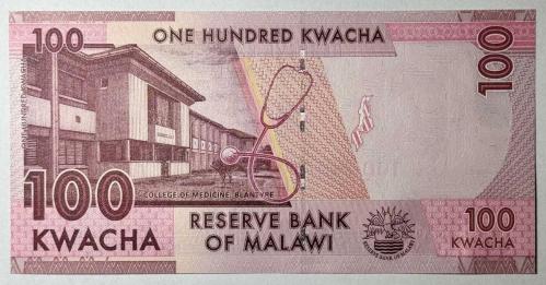 2020 Malawi 100 Kwacha Çil Kondisyonda Yabancı Kağıt Para