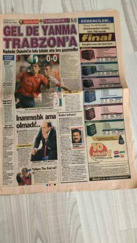 FOTOSPOR SPOR GAZETESİ - TURKISH NEWSPAPER - DOĞUM GÜNÜ HEDİYESİ  - EKSİKSİZ TAM TAKIM GAZETE - 27 EYLÜL 2006 ÇARŞAMBA  ÖZHAN CANAYDIN – ADNAN POLAT – ALİ DÜRÜST – ABDURRAHİM ALBAYRAK – HAKAN ŞÜKÜR – ARDA TURAN – SABRİ SARIOĞLU – AYHAN AKMAN – JUNICHI INAMOTO – ÜMİT KARAN – RİGOBERT SONG – STJEPAN TOMAS – FERHAT ÖZTORUN – MONDRAGON – CARRUSCA – GÖKHAN ZAN – ZİYA DOĞAN – ERSEN MARTİN – GÖKDENİZ KARADENİZ – MARCELINHO – FATİH AKYEL – SELÇUK DERELİ – RÜŞTÜ REÇBER – MATEJA KEZMAN – ALEX DE SOUZA – SERKAN BALCI – ÖNDER TURACI – EDU – DEIVID DE SOUZA – TUNCAY ŞANLI – APPİAH – TÜMER METİN – AZİZ YILDIRIM – CANTALEJO (HAKEM)  GALATASARAY: ŞAMPİYONLAR LİGİ’NDE LIVERPOOL DEPLASMANINDA – MAÇ 21.45’TE – İSPANYOL HAKEM CANTALEJO TEHLİKESİ – GEÇMİŞTE ZIDANE, AURELIO, LUCIANO VE HASAN ŞAŞ’I OYUNDAN ATMASIYLA BİLİNİYOR – GALATASARAY’IN İNGİLTERE’DE ZORLU SINAVI – HAKAN ŞÜKÜR VE GENÇLER UMUT OLACAK – GERETS: “PUAN ALIRSAK GRUPTAN ÇIKARIZ” – GALATASARAY RESMİ SİTESİ: LIVERPOOL BİLETLERİ 34 STERLİN  BEŞİ