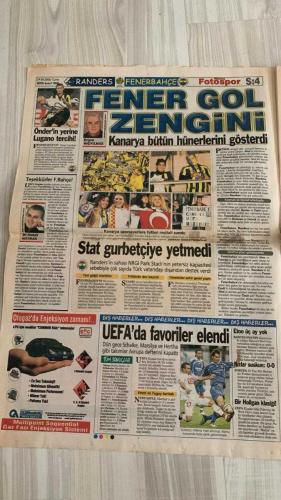 FOTOSPOR SPOR GAZETESİ - TURKISH NEWSPAPER - DOĞUM GÜNÜ HEDİYESİ  - EKSİKSİZ TAM TAKIM GAZETE - 27 EYLÜL 2006 ÇARŞAMBA  ÖZHAN CANAYDIN – ADNAN POLAT – ALİ DÜRÜST – ABDURRAHİM ALBAYRAK – HAKAN ŞÜKÜR – ARDA TURAN – SABRİ SARIOĞLU – AYHAN AKMAN – JUNICHI INAMOTO – ÜMİT KARAN – RİGOBERT SONG – STJEPAN TOMAS – FERHAT ÖZTORUN – MONDRAGON – CARRUSCA – GÖKHAN ZAN – ZİYA DOĞAN – ERSEN MARTİN – GÖKDENİZ KARADENİZ – MARCELINHO – FATİH AKYEL – SELÇUK DERELİ – RÜŞTÜ REÇBER – MATEJA KEZMAN – ALEX DE SOUZA – SERKAN BALCI – ÖNDER TURACI – EDU – DEIVID DE SOUZA – TUNCAY ŞANLI – APPİAH – TÜMER METİN – AZİZ YILDIRIM – CANTALEJO (HAKEM)  GALATASARAY: ŞAMPİYONLAR LİGİ’NDE LIVERPOOL DEPLASMANINDA – MAÇ 21.45’TE – İSPANYOL HAKEM CANTALEJO TEHLİKESİ – GEÇMİŞTE ZIDANE, AURELIO, LUCIANO VE HASAN ŞAŞ’I OYUNDAN ATMASIYLA BİLİNİYOR – GALATASARAY’IN İNGİLTERE’DE ZORLU SINAVI – HAKAN ŞÜKÜR VE GENÇLER UMUT OLACAK – GERETS: “PUAN ALIRSAK GRUPTAN ÇIKARIZ” – GALATASARAY RESMİ SİTESİ: LIVERPOOL BİLETLERİ 34 STERLİN  BEŞİ