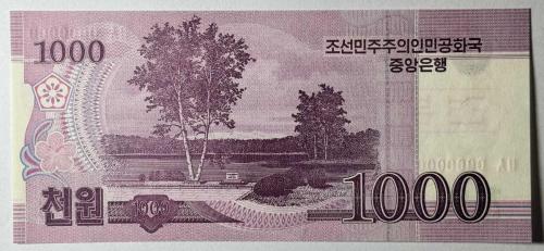 2008 Kuzey Kore 1000 Won Specimen Çil Koleksiyonluk Yabancı Kağıt Para