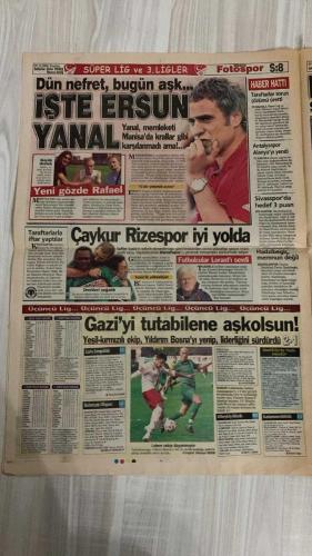 FOTOSPOR SPOR GAZETESİ - TURKISH NEWSPAPER - DOĞUM GÜNÜ HEDİYESİ  - EKSİKSİZ TAM TAKIM GAZETE -   9 EKİM 2006 PAZARTESİ  ÜMİT KARAN - LUCESCU - DELGADO - SİNAN ENGİN - TEVFİK YENER - ZICO - SEMİH ŞENTÜRK - TIGANA - HELGUERA - LUCIANO - MUSTAFA YÜCEDAĞ - ZİYA DOĞAN - TUNCAY ŞANLI - TALAY ERKER - ERGUN HİÇYILMAZ - HAYRİ ÜLGEN - OSMAN KORKMAZEL - ARİF KOCABIYIK - UĞUR BEKDEMİR - NURİ ALBAYRAK - FATİH TEKKE - HÜSEYİN ÇİMŞİR - MUSAMPA - YATTARA - WERNER LORANT - YUSUF ŞİMŞEK - HADZİBEGİÇ  ARJANTİNLİ YILDIZ GALATASARAY’A İZİN YAPMIYOR - KOLLER ŞART - DELGADO NON-STOP - ALEX KİM? - FENER’DEN BİR FENER DAHA ÇIKTI - SEMİH İKİ GOLLE ŞOV YAPTI - BEŞİKTAŞ POTADA OYAK ZAFERİYLE BAŞLADI - SERGEN’Lİ ŞEKER GÜNGÖREN 2-2 - ALTAY ELAZIĞ’DA 2-2 - DİYARBAKIR KASIMPAŞA’YI ŞOK ETTİ - HAKAN ŞÜKÜR ONURSAL SANTRFOR - ARDA TURAN’DAN SAMİMİYET AÇIKLAMASI - ÜMİT KARAN, HALİL, NİHAT KULÜBEDE - LORANT: BEN ZOR GÜNLERİN ADAMIYIM - VESTEL MANİSA’DAN TERİM’E SİTEM - HADZİBEGİÇ’İN DOĞUM GÜNÜ - TRABZONSPOR BAŞKANI: HÜSEY