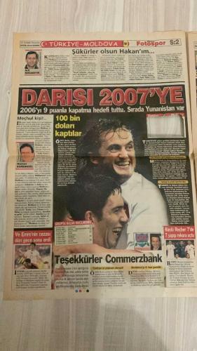 FOTOSPOR SPOR GAZETESİ - TURKISH NEWSPAPER - DOĞUM GÜNÜ HEDİYESİ  - EKSİKSİZ TAM TAKIM GAZETE -   12 EKİM 2006 PERŞEMBE  RICARDINHO - TIGANA - İBRAHİM CEVAHİR - STEPANOV - ALBAYRAK - ALEX - TALAY ERKER - SİNAN ENGİN - HAYRİ ÜLGEN - OSMAN KORKMAZEL - ARİF KOCABIYIK - ERGUN HİÇYILMAZ - HAKAN ŞÜKÜR - TUNCAY ŞANLI - HİDAYET TÜRKOĞLU - SEMİH YUVA - NEDİM KARAKAŞ - MUAMMER GÜLER  BEŞİKTAŞ’TA RICARDINHO’YA “BİZİM HAGİ’MİZ OL” TEKLİFİ - TRABZONSPOR STEPANOV İÇİN CHELSEA’YE TEPKİLİ - ROMA ALEX İLE GÖRÜŞTÜ - MİLLİ TAKIM MOLDOVA’YI 5-0 YENDİ - HAKAN ŞÜKÜR 4 GOL ATTI - TUNCAY’IN GOLÜYLE FARK 5’E ÇIKTI - GALATASARAY 101 YAŞINDA - EFES PİLSEN DENVER NUGGETS’A YENİLDİ - TELEKOM ZOR GRUBA DÜŞTÜ - İZMİR BÜYÜKŞEHİR ARKAS İLE KARŞILAŞIYOR - GALATASARAY AYHAN ŞAHENK SALONU’NDA OYNAYACAK - FENERBAHÇE ÜLKER-BEŞİKTAŞ MAÇINA İPEKÇİ YASAĞI - VOLEYBOLDA ZİRAAT BANKASI GALATASARAY’I YENDİ - MUAMMER GÜLER YEŞİLYURT’U ZİYARET ETTİ - BEŞİKTAŞ HENTBOLDA AVRUPA’DA TUR ATLADI  FENERBAHÇE - GALATASARAY - BEŞİKTAŞ - TRA
