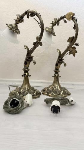 19. yüzyıl sonu bronz çift masa lambası