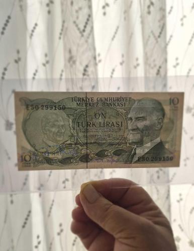 10 Türk Lira 6 Emisyon Değerli *E* Serisi Üç İmzalı On Türk Lirası Çil Altı_