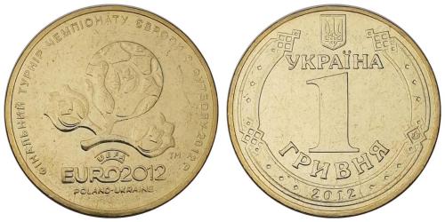 Ukrayna 2012 Yılı 1 Grivna Euro 2012 Ev Sahipliği ÇİL
