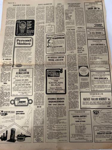 MİLLİYET GAZETESİ - DOĞUM GÜNÜ HEDİYESİ (TURKISH NEWSPAPPER) - 6 KASIM 1977 - SADECE DÖRT SAYFADIR -Bülent Ecevit-Yalçıntaş-Yahya Demirel-Ahmet İsvan-Ahmet Taner Kışlalı-Haldun Taner-Burhan Felek-Reşat Kaynar-Şerif Mardin-Ertuğrul Kongar-Sadi Er-Ratip Tahir Burak-Ali Rıza Ertuğrul-Fikri Şendokan-Hatice Halide Bereket-Sabiha Anter-Fahri Seyhan-Hidayet Gülen-Nurcan Eczan-Münik Koçak-Halil Eralp-Necip Fazıl-Abdi İpekçi-Nasır-Mustafa Kemal Atatürk-MHP’li Sağlık Bakanı’nın yeğeni öldürüldü-Döviz alamayan hacı adayları Ecevit’e başvurdu-Başkanlık için parti yöneticileri toplandı-5 AP’li Demirel’den hükümet sorunu için bilgi istedi-Herkesin derdi başka-Kadınların derdi pahalılık-Sinemacıların derdi sansür-Sinema Emekçileri’nin Ankara yürüyüşü Taksim’den başladı-Atatürk’ün dünyası ve yeni Türkiye-Değişim içinde değişmeye-Eleman aranıyor-İstanbul Ticaret Odası’ndan üyelerine duyuru-Başyazı-Döviz alamayan-24 hacı adayın-Yalçıntaş’ın atama kararı yayımlandı-5 AP’li-Tekel Genel Müdürlüğü, tuz tahs