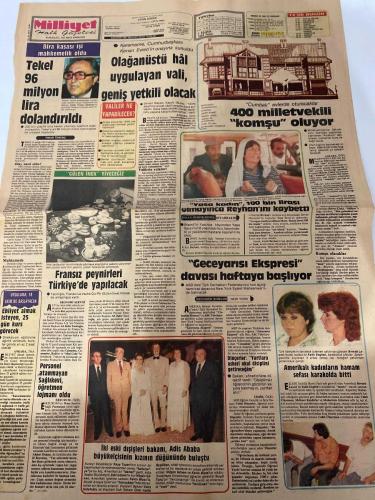 MİLLİYET GAZETESİ - DOĞUM GÜNÜ HEDİYESİ (TURKISH NEWSPAPPER) - 5 AĞUSTOS 1984 - SADECE DÖRT SAYFADIR -Müjdat Sellefyan-Yahya Demirel-Altan Öymen-Osman Kibar-Mehmet Barlas-Haldun Taner-Raili Bakova-Turhan Selçuk-Mustafa Kemal Atatürk-Kenan Evren-Vehbi Dinçerler-Mustafa Taşar-Mehmet Keçeciler-Orsan Öymen-Sakıp Sabancı-Brenda Lea-Cahit Uçkerman-Adis Ababa-Nihat Ulak-Celal Bayar-Ecevit-Demirel-Özal-Menderes’ten, Yahya’ya kadar-İsviçre’deki adam Sellefyan her şeyi açıklıyor-On dört yıldır sustu Milliyet’e konuştu-ANAP’ta ikinci adam yarışı-Ağrı’da söz seçmenin-Sabancı’nın yürüyen bürosu-1984 model Cadillac’ın değeri 50 milyon-TRT, Şahin Tepesi’nin ikinci bölümünü alıyor-Humeyni’den sonra ılımlı yönetim konusunda tüm taraflar anlaştı-Düşünenlerin düşünceleri-Yat turizmi-İki bezgin, bir nikbin-Tekel 96 milyon lira dolandırıldı-Olağanüstü hal uygulayan vali, geniş yetkili olacak-400 milletvekili komşu oluyor-Fransız peynirleri Türkiye’de yapılacak-Geceyarısı Ekspresi davası haftaya başlıyor-Am