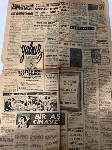 MİLLİYET GAZETESİ - DOĞUM GÜNÜ HEDİYESİ (TURKISH NEWSPAPPER) - 8 TEMMUZ 1955 - SADECE İKİ SAYFADIR -Ali Naci Karacan-Viskonsül Çolakof-Çavuşoğlu-Sarol-Sadık Aldoğan-Menderes-Suat Türker-Rıfat Ilgaz-Hra Avşar-John C. Murphy-Louis Charles Royer-Ali Naci Karacan’ı kaybettik-Bulgaristan’a verilecek cevabî nota hazırlanıyor-Stok malları el konacak-Banka kredileri kontrol edilecek-Reisicumhur Şehrimizde-Bir kadın 60 santim uzunluğunda yılan vurdu-Sadık Aldoğan’ın duruşması başladı-Kıbrıs Türktür Cemiyeti muhtıra hazırlıyor-Kabzımallar meyva ve sebze sevkiyatına mâni oluyorlar-Tophane semti dün büyük bir yangın tehlikesi atlattı-Dünya Beden Terbiyesi Festivaline katılıyoruz-Talebe Federasyonunun seyahatleri başlıyor-Karadayı vapurları ihtiyaca kâfi değildir-Kaplıçarşının imarı yakında başlanıyor-Demir Yumruk-Bir aşk cinayeti-Sayılı fırtınalar-Bir adamı tehdit etmek için ona gücü yetmemek icabeder-Arkasından-Kısa haberler-Türk Ticaret Bankasının-Hangi ajansı-Bugün nereye gitmeli-Sinemalar-Eğle
