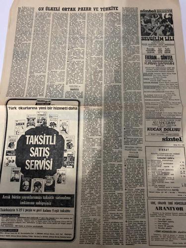 MİLLİYET GAZETESİ - DOĞUM GÜNÜ HEDİYESİ (TURKISH NEWSPAPPER) - 23 OCAK 1972 - SADECE DÖRT SAYFADIR -Olca Altınay-Faruk Erel-Ali Gevgilili-Behiç Osman-Ali Mansur-Doç. Dr. Ali Sait Yüksel-Haluk Ceyhan-Metin Toker-Gıyas Korkut-Cübbüz Barla-Seda Pınar-Rıfat Minare-Ümmühan Kodal-Melit Özen-Nejat Harmancı-İsmail Dilber-Julie Andrews-Ali Moçoğlu-Osmancaoğlu-Atilla Başol-Mansur Yavaş-Erol Toy-Necdet Güçlü-Mustafa Özen-Hasan Pulur-Hikmet Feridun Es-Ali Gevgilili-Erim-Olca Altınay-ERİM, OLUMLU SONUÇLA DÖNDÜ…-İSTANBUL’DA BUGÜN 18’e KADAR SOKAĞA ÇIKMAK YASAK-OLCA ALTINAY YAKALANDI-Sanayiciler ağır vergiye karşı çıktı-Artvin yolunda 320 yolcu 21 saat mahsur kaldı-Marmara elemesi yapıldı İstanbul elemesi salı gecesi-10 ÜLKELİ ORTAK PAZAR ve TÜRKİYE-Demokrasinin Gerçeği-VEFAT-TEŞEKKÜR-SATILIK DENİZ KENARINDA ARSA-PERSONEL ALINACAK-SEVGİLİ LİLİ-EKRAN ve SİNTEL sayın sinemaseverlerin kurban bayramını kutlar-TAKSİTLİ SATIŞ SERVİSİ-DEVLEŞEN ORTAK PAZAR’DAN YENİ TAVİZLER-DİKKAT-Beyaz ve Kırmızı Grup lider
