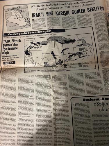 MİLLİYET GAZETESİ - DOĞUM GÜNÜ HEDİYESİ (TURKISH NEWSPAPPER) - 15 MART 1974 - SADECE DÖRT SAYFADIR -Hasan Pulur-Necip Koylu-Necip Kara-Nilüfer Yalçın-Barzani-Ferdi Özbeğen-Ali Cıva-Mehmet Atıf Yörükoğlu-Hüsamettin Gürcü-A.G. Widgery-AFYON KONUSUNDA SUÇ PAYIMIZ YOK DENECEK KADAR AZDIR-SAYIN BAKANA AÇIK MEKTUP-İSTANBUL’U OTOBÜS KURTARIR LAF DEĞİL-Vergiler için uyarı bekliyoruz-İşte Size Cevap Hastanelerde ücretsiz çalışıyoruz-BİZE HAKSIZLIK YAPILIYOR-MÜJDE ARTIK BAŞARILI KOMPOZİSYON YAZACAKSINIZ-BÜYÜK ARMAĞAN Ünlü futbolcuların formaları sizin olacak-YARIN CEMİL’in FORMASINI KAZANIN-ÜNİVERSİTE ve AKADEMİLERE hazırlıklı kursları-IRAK’I YİNE KARIŞIK GÜNLER BEKLİYOR-Ve dünyada petrol kavgası-TPAO 20 yılda Batman’dan Ege denizine ulaştı-Rusların Amerikalılara içten tavsiyesi-Irak’taki kavganın temelinde petrol sorunu yatıyor-Türkiye ve bütün dünyadaki sanat olaylarını evinize getiren dergi-Yeni sayısı bugün çıktı mutlaka görünüz-ÇELİK ERGİTME FIRINI ARANIYOR-Acı Kayıp-TEŞEKKÜR-Türkiye 1923-1