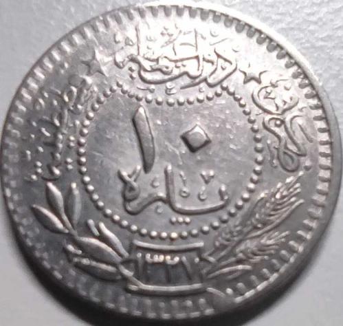 Osmanlı İmparatorluğu 1327/6 - 10 Para - Çil - Sultan Reşad 6. Cülüs Nikel Para, Kapamasında