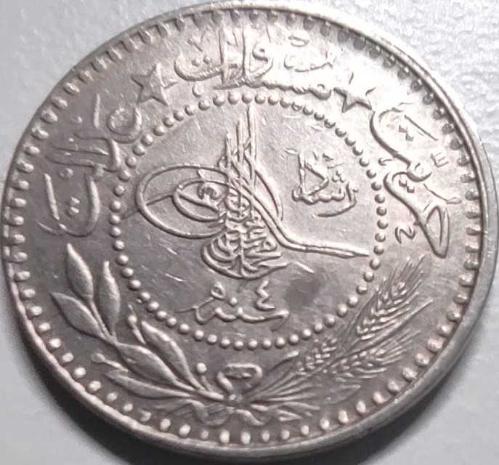Osmanlı İmparatorluğu 1327/4 - 10 Para - Çil - V. Mehmet Reşad 4. Cülüs Nikel Para, Kapamasında