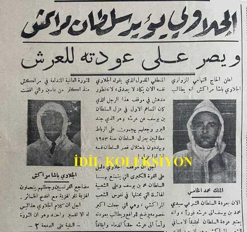 el-Arap Gazetesi, AL-ARABE Journal arabe de Paris, Orijinal Dönem Basım, (Arabic Newspaper) - 14 Kasım 1955 - Sayı: 343 - Hicri: 28 Rebiülevvel 1375 - Kral 5. Muhammed'in Fransa'ya Sitemi - el-Gellavi, Marakeş Sultanı'na Biat Ediyor ve Onun Tahta Dönmesi Konusunda Israr Ediyor - İngiltere ve Vaha Komutanlığı - Suudi Arabistan, el-Bureymi Şikayetini Güvenlik Konseyi'ne Sundu! İngiltere Bayrağını el-Bureymi'den Kaldırdı! - İsrail İntihardan Korkuyor! - Arap Dünyası: Batılı Büyük Güçlerin Ortadoğu'daki Politikaları ve Silah Dengeleri Eleştiriliyor. Üç Büyük Gücün (Fransa, İngiltere, ABD) Bölgedeki Duruma Müdahaleleri, Arapların Silahlanma Hakları ve Barışın Nasıl Korunması Gerektiği Tartışılıyor - Marakeş Paşası El-Hac Tihami El-Gellavi'nin Şaşırtıcı Bir Siyasi Dönüş Yaparak Sultan 5. Muhammed'in Meşru Tahtına Dönmesini Desteklediği Belirtiliyor. Bu Durumun Fas'taki Ulusal Birliği Güçlendireceği ve Fransız Sömürge Yönetimine Karşı Halkın Direnişini Artıracağı Anlatılıyor