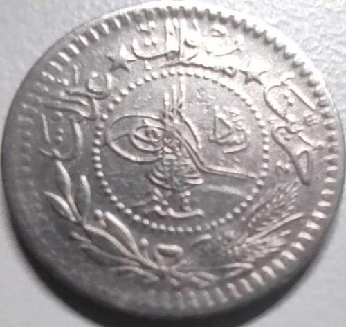Osmanlı İmparatorluğu 1327/4 - 5 Para - Çil - V. Mehmet Reşad 4. Cülüs Nikel Para, Kapamasında