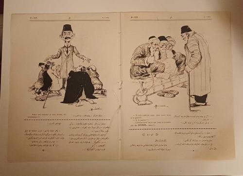 KALEM  No:125 / 5 Mayıs 1327 / 18 Mai 1911 ( Osmanlıca - Fransızca Siyasi Mizah Dergisi )