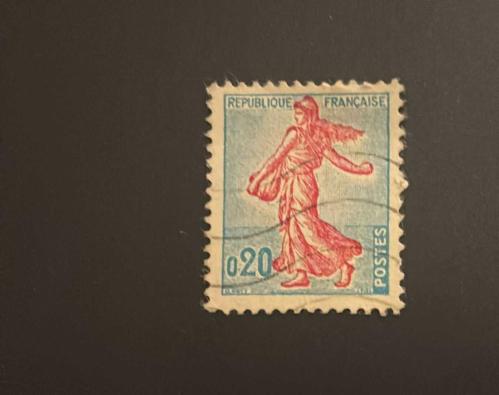 Fransa Pulu - France Stamp - Postadan Geçmiş Pul Filateli - Damgalı - Tohum Serpen Kadın Temalı Pul, 0.20 PARA - YABANCI PULLAR- NOSTALJİK DOĞUM GÜNÜ HEDİYESİ