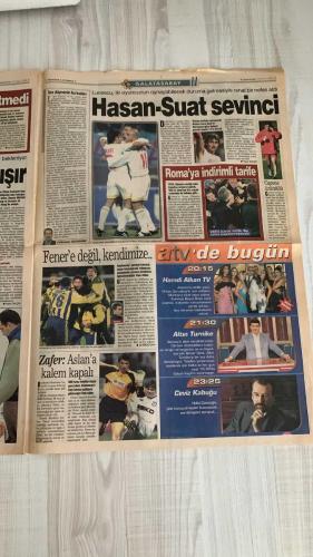 FOTOMAÇ SPOR GAZETESİ - TURKISH NEWSPAPER - DOĞUM GÜNÜ HEDİYESİ  - EKSİKSİZ TAM TAKIM GAZETE -20 NİSAN 2002 CUMARTESİ  RÜŞTÜ REÇBER - ALPAY ÖZALAN - MONDRAGON - ASPER - SERDAR BİLGİLİ - MUHİTTİN BOŞAT - EVREN DÖLEK - ABDURRAHİM ALBAYRAK - AYŞE HATUN ONAL - ÜMİT DAVALA - LUCECU - ÜMİT KARAN - HASAN ŞAŞ - AYHAN AKMAN - BÜLENT KORKMAZ - CAPONE - ZAFER - TOTTI - LIMA - BATİSTUTA - CHRISTOPH DAUM  RÜŞTÜ: “REAL MADRİD YA DA BARCELONA GELİRSE GİDERİM” - ASTON VILLA VE DEPORTIVO’DAN TEKLİF - FENERBAHÇE’NİN ALTERNATİFİ MONDRAGON VE ASPER - PARMA DA DEVREDE - BEŞİKTAŞ-FENER MAÇI HAKEMLERİNDEN BİLGİLİ’YE 50 MİLYARLIK DAVA - G.SARAY’A 3 SÜPER STAR: EFFENBERG, JANCKER, SONG - HAKEM HATALARI LİGİ BELİRLEDİ - HASAN VE SUAT SEVİNCİ - UEFA’DAN ROMA’YA İNDİRİMLİ CEZA - CAPONE ÜZGÜNLÜ - ANKARAGÜCÜ KALECİSİ ZAFER: “ASLAN’A GEÇİT YOK”  FENERBAHÇE - GALATASARAY - BEŞİKTAŞ - ASTON VILLA - DEPORTIVO LA CORUÑA - REAL MADRID - BARCELONA - PARMA - BAYERN MÜNİH - KÖLN - ROMA - ANKARAGÜCÜ