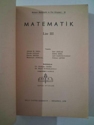 MATEMATİK Lise III (3)  - 1976