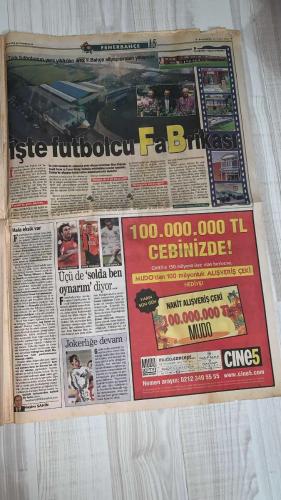 FOTOMAÇ SPOR GAZETESİ - TURKISH NEWSPAPER - DOĞUM GÜNÜ HEDİYESİ  - EKSİKSİZ TAM TAKIM GAZETE -30 MAYIS 2002 PERŞEMBE  AZİZ YILDIRIM - ALİ YILDIRIM - ORTEGA - ALMEYDA - WASHINGTON - SERGEN YALÇIN - AHMET DURSUN - YILDIRIM DEMİRÖREN - HÜSNÜ GÜRELİ - İBRAHİM ALTINSAY - ALİ DÜRÜST - OZHAN CANAYDIN - MONDRAGON - PASCAL NOUMA - BURAK ELMAS - OSCAR CORDOBA - ZAGO - HAKAN ŞÜKÜR - EMRE BELÖZOĞLU - OKAN BURUK - YILDIRAY BAŞTÜRK - LUCIO - MUSTAFA DENİZLİ - ŞENOL GÜNEŞ - SCOLARI - OKTAY DERELİOĞLU  NOUMA KAVGASI: GALATASARAY BURAK ELMAS İLE ANLAŞMAYI DUYURDU, BEŞİKTAŞ’A BÜYÜK DARBE - BEŞİKTAŞ CORDOBA VE ZAGO’YU RENKLERİNE BAĞLADI - GALATASARAY DERGİSİ TANITILDI: “TEK BÜYÜK, ÜÇ YILDIZ” - ORTEGA GARANTİ VERDİ: “SÖZÜMÜN ERİYİM” - ALMEYDA İÇİN SON TARİH 2 HAZİRAN - FENERBAHÇE ORTEGA FORMASINA YOĞUN İLGİ: İKİ GÜNDE 500 SATIŞ - ŞENOL GÜNEŞ: “BREZİLYA FAVORİ AMA ESAS FİNAL KOSTA RİKA’YLA” - BREZİLYA TEKNİK DİREKTÖRÜ SCOLARI: “TÜRKLER ÇİN ORDUSU GİBİ PRES YAPIYOR” - MUSTAFA DENİZLİ: “TÜRKİYE SÜRPRİZ TAKIM