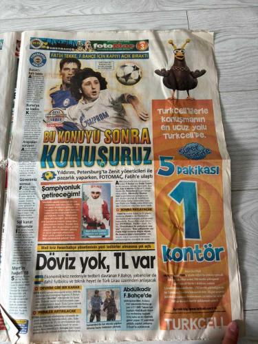 FOTOMAÇ SPOR GAZETESİ - TURKISH NEWSPAPER - DOĞUM GÜNÜ HEDİYESİ  - EKSİKSİZ TAM TAKIM GAZETE - 1 OCAK 2009 SAYI:11 - ILYAS TANER RECEP AYDOĞANLI NECIP ÇANKÇI FUAT KÖKTAŞ KEMAL BÜYÜKAKIN MILAN BAROS AYHAN AKMAN MEHMET YILDIZ MURAT OZYER ERMAN KUNTER KORAY MINCINOGLU ORHUN ENE TOLUNAY KAFKAS HALIL ÜNAL - SUPERBELL LIG BANK ASYA 1. LIG TFF 2. LIG 3. LIG O GOLCÜLER BOLU'YA KESKIN NISANCI BORDEAUX'YU ELERIZ FORVET SART - GALATASARAY FENERBAHÇE BEŞIKTAŞ TRABZONSPOR SAMSUNSPOR KAYSERISPOR ESKISEHIRSPOR KONYA ANKARASPOR SIVASSPOR - GALATASARAY 2-1 FENERBAHÇE