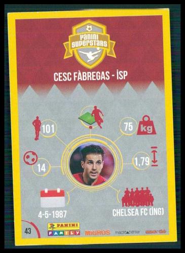 2016 Migros Panini Family Supersport Futbol Kartları,  Cecs Fabregas
