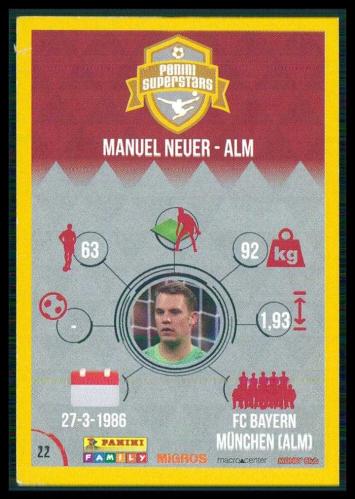 2016 Migros Panini Family Supersport Futbol Kartları,  Manuel Neuer