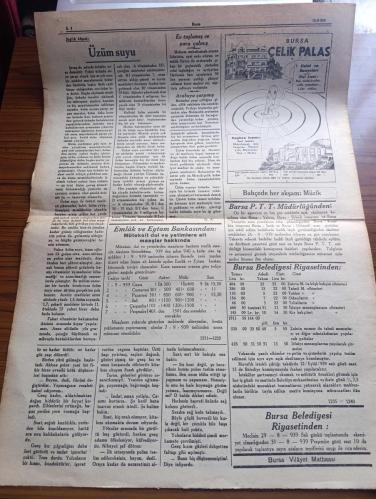 Bursa Gazetesi - Turkish Newspaper - 30 Ağustos 1939 - 30 Ağustos Bayramı bugün büyük zaferimizin 17 inci yıldönümünü kutluyoruz - büyük zaferimizin 3 büyük siması başkumandan Atatürk Milli Şef İsmet İnönü ve Mareşal Fevzi Çakmak Fotoğrafı - Bursa valisi Refik Koraltan'ın tetkikleri - Refik Koraltan Bursa Cumhuriyet idaresinin imar ve kalkınma programından en kısa zamanda en geniş manada müstefik olacaktır - Zafer Bayramı programı - 30 Ağustos Zafer Bayramı'nın 17 inci yıldönümü bu sene de bütün yurt içinde en geniş surette kutlanacaktır - Bursa'da Zafer Bayramı kutlaması tümen komutanlık dairesinde Ordu adına saat 9'dan 10.15'e kadar kabul resmi yapılacaktır - saat 10.00'da törene katılacak kıtaat okullar teşekküller yerlerini almış olacaktır  - saat 10.30'da verilecek birinci ( Ti ) işareti ile okullar teşekküller hazırol vaziyetine girecek ve komutan tarafından teftiş edilecektir - İstiklal Marşı ardından Ordu ve Hava kurumu çelenkleri Atatürk anıtına konacaktır - 30 Ağustos 1922