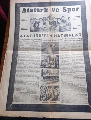 Vatan Gazetesi - Turkish Newspaper - 10 İkinciteşrin (Kasım ) 1941 - Atatürk'ün manevi huzurunda yazan Ahmet Emin Yalman Başmakale - Ata'nın 3 üncü yıldönümü - İsmet İnönü'nün milleti beyannamesi - Atatürk için yazılan şiir yazan Behçet Kemal Çağlar - büyük Atatürk'ün hayatının tarihi - hayatta en büyük mürşit ilimdir Kemal Atatürk - 19 Mayıs 1919 Atatürk o gün askerlik hayatı ile sivil hayatı birleştirdi fotoğraf - Afyon taarruzu 1922 - Atatürk'ün edebiyata karşı ilk hevesi - Atatürk'ün harbiye mektebine giriş ve ilk siyasi faaliyeti - Atatürk'ün yakınlarından hatıralar Sabiha Gökçen ile bir konuşma yazan Ahmet Emin Yalman - Sabiha Gökçen gökleri kollayan bir erkek arkadaşıyla beraber Fotoğrafı - Atatürk'ün manevi mirası - Atatürk gençliği arasında toplayan Neriman Hikmet - Galatasaray dokuzdan 215 Alpaslan Öktener'in Atatürk hakkında düşünceleri - Atatürk öleli üç sene oluyor yazan René Houille - Atatürk ve Spor yazan Cevat Abbas Gürer - Atatürk florya'da denizde - 10 Kasım 1938
