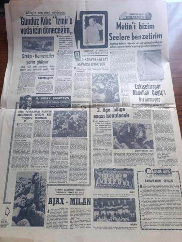 Milliyet Gazetesi - Turkish Newspaper - 28 Mayıs 1969 - Cumhurbaşkanı Cevdet Sunay 27 Mayıs mesajı yayınladı - 27 Mayıs'ın 9. Yılında Turhan Emeksiz büstü Fotoğrafı - 27 Mayıs törenle kutlandı - Ordu gençlik polis ve halk kol kola 27 Mayıs yürüyüşünde fotoğraf - Anıtkabir'de Devrim şehitleri için saygı duruşu yapıldı - 27 Mayıs Cumhuriyet ve anayasa bayramı dün bütün Türkiye'de dış temsilciliklerimizde ve Kıbrıs'a törende kutlanmıştır - Anıtkabir'de töreninin başlamasını bekleyen İsmet İnönü ve General şapkaları Fotoğrafı - Necmettin Erbakan başkanlık koltuğuna oturdu fotoğraf - Ay'a gitmek için engel kalmadı - 50 yıl 19 Mayıs 1919 19 Mayıs 1969 yazar Refik Necdet Aktaş - Rüçhan Çamay Almanya'da renkli televizyona çıktı Fotoğrafı - 6. Antalya film festivali - Muzaffer Tema ilk defa bir jüride yer alıyor fotoğraf - Jover Cemal Kamacı Avrupa'nın iki numaralı boksörüdür - Galatasaray şampiyon yazan  Kaloperoviç - Metin Oktay- Fenerbahçe kulübü başkanı Faruk Ilgaz - 27 Mayıs 1960