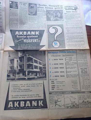 Milliyet Gazetesi - Turkish Newspaper - 30 Ağustos 1964 - 30 Ağustos 1922 30 Ağustos 1964 ordumuz daima hazır fotoğraflar - bugün 30 Ağustos Zafer bayramıdır Türk ulusunun baştan başa şan ve şerefle dolu tarihinde mümtaz bir mevkii olan  zafer Bayramı bütün yurtta parlak törenlerle kutlanacaktır - Genelkurmay Başkanı Orgeneral Cevdet Sunay Dün Türk Silahlı kuvvetlerine bir mesaj yayınlamıştır  - gençlik İstanbul'da dün büyük bir miting yaptı Fotoğrafı - İzmir fuarında Rus Amerika İngiliz Çek ve Mısır pavyonu tahrip edildi - önceki gün Yunanistan elçiliği taşlayan 13 kişinin duruşmasına Dün başlandı - sirkeci'deki meserret tatlıcısı vitrinine Meserret'te amerikalılara ve köpeklere servis yapılamaz dövizi asıldı Fotoğrafı - Kıbrıs işinde asıl sorunlu Amerika'dır yazan Coşkun Kırca - Beatles New York'un altını üstüne getirdi - Akçasazın ağaları yazan Yaşar Kemal Yazı dizisi - Dormen tiyatrosu şahane züğürtler - ya Beşiktaş ya da Galatasaray spor yazarları kupası - 30 Ağustos 1922
