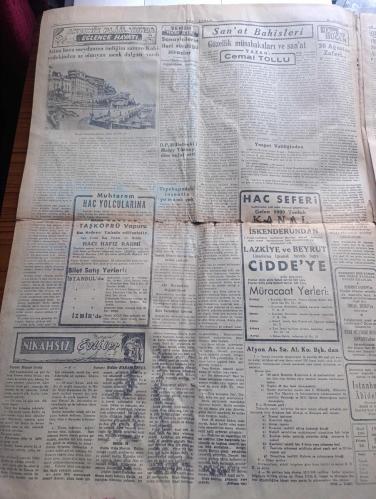 Yeni Sabah Gazetesi - Turkish Newspaper - 30 Ağustos 1950 - 30 Ağustos Zafer Bayramı bütün yurtta kutlanıyor - Türk milletinin varlık ve kudretini bütün dünyaya bir daha tanıtan 30 Ağustos zaferinin bugün 28 inci yıldönümüdür - 30 Ağustos Mehmetçik ve Türk bayrağı resim - Kurtuluş harbi tarihinin şerefli yıldönümü 30 Ağustos zaferi nasıl elde edildi yazan Selahattin Berk - Atatürk Kurtuluş harbi sırasında Fotoğrafı - Sevkülceysi müdafanın kurulması - Büyük taarruz ve büyük Zafer - büyük Zafer ve son Emir - 30 Ağustos Zafer Bayramı parlak tören ve büyük resmi geçitlerle kutlanacaktır - 30 Ağustos Zafer Bayramı töreninden önce saat 9.00'da orduevinde ve saat 9.30'da vilayette protokole göre kabul resmi yapılacak saat 9.45'te törene katılacak askeri birlikler Taksim meydanı yerlerini almış olacaklardır - 30 Ağustos Zafer Bayramı sebebiyle selimiye'den 21 pare top atılacaktır - fotojenik kadın müsabakası 10 eylül tarihinde yapılıyor - Başbakan Adnan Menderes'in konuşması - 30 Ağustos 1922